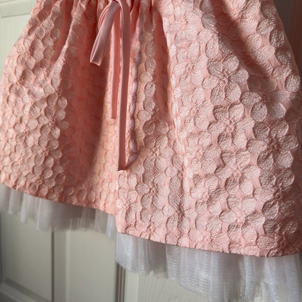 La Princess Blush Pink Floral Jacquard Party Dress | Pink Toddler Dress | 24M - Picture 6 of 7